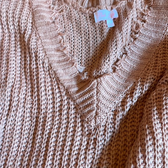 Like new pink lily distressed sweater - Picture 2 of 2